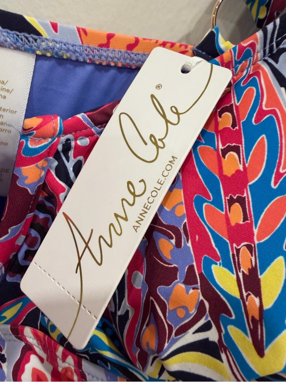 ANNE COLE Womens Plus Size 16 W One-Piece Swimsuit Paisley Parade V-Wire NEW - Picture 6 of 11
